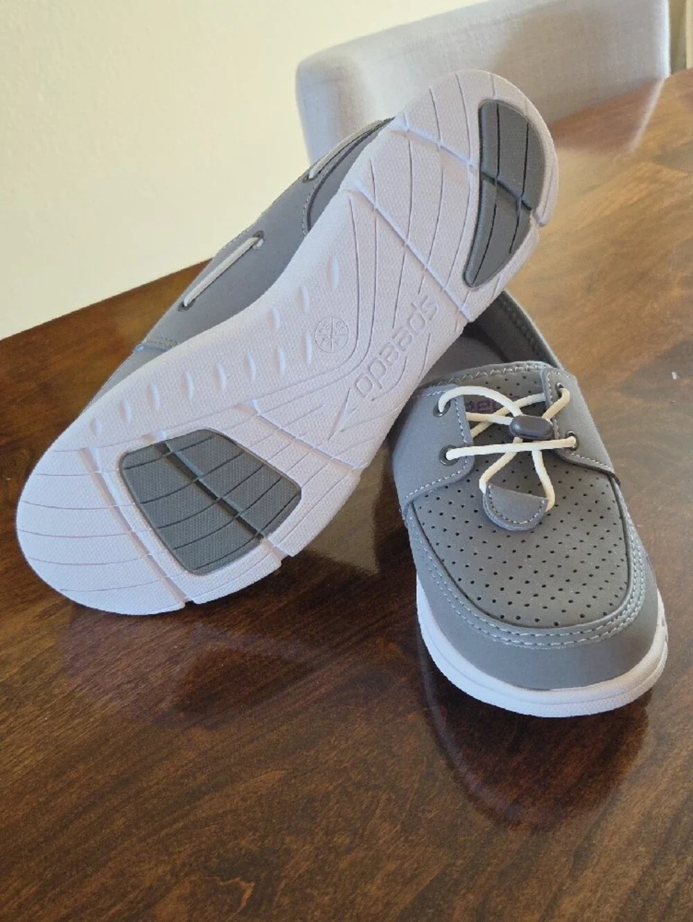 Speedo Women's Grey Perforated Slip-On Loafers with Elastic Toggle